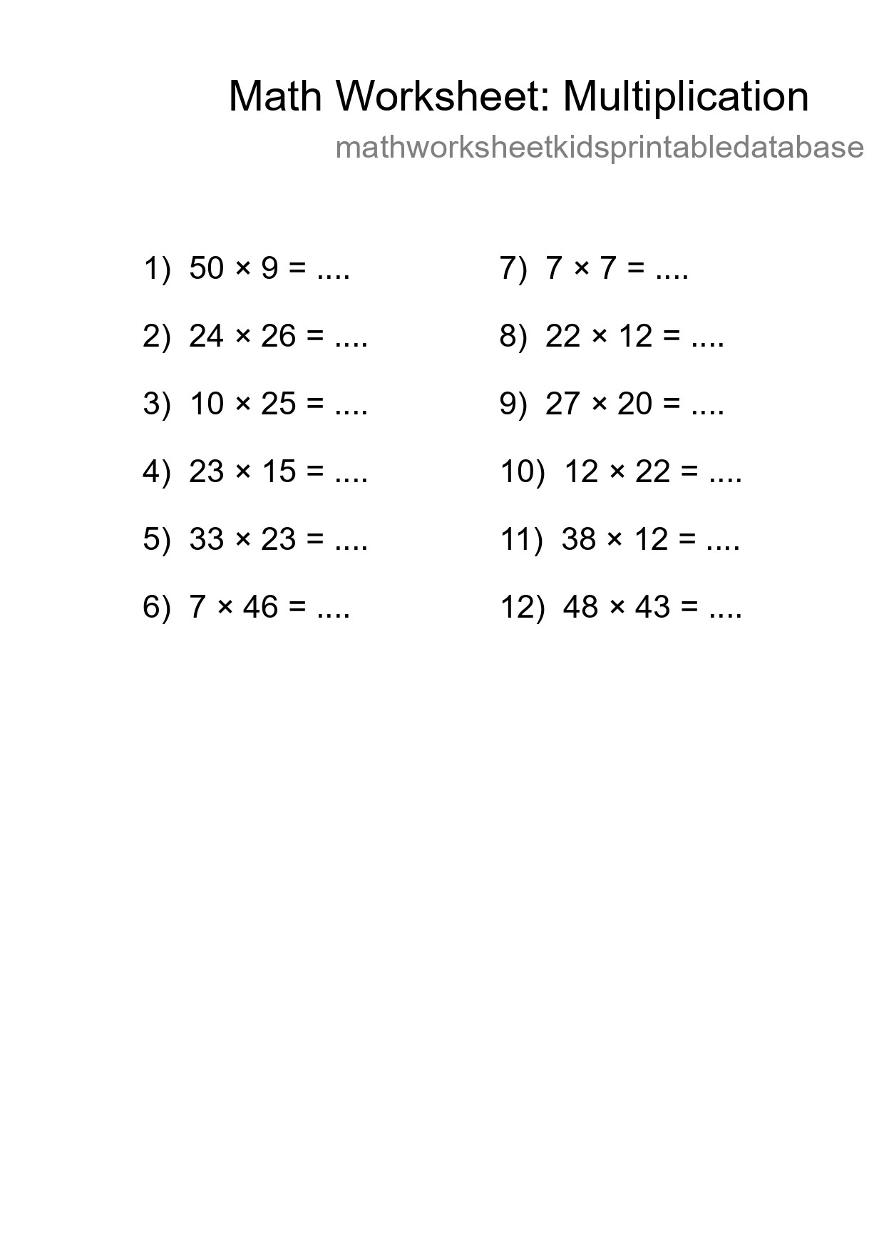 Free 12 Multiplication Math Worksheet For Grade 2 With Answers - Part 84