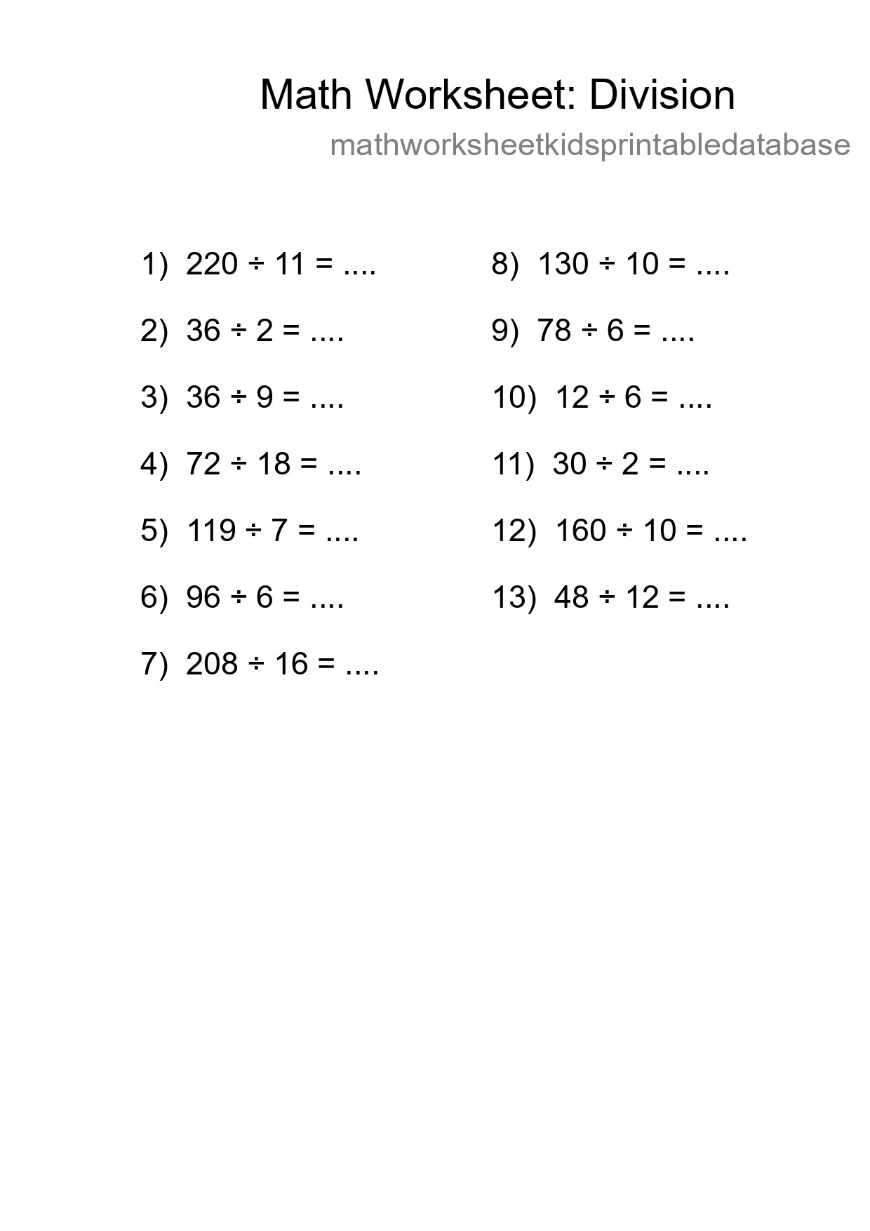 Free 13 Division Math Worksheet For Grade 2 - Part 92