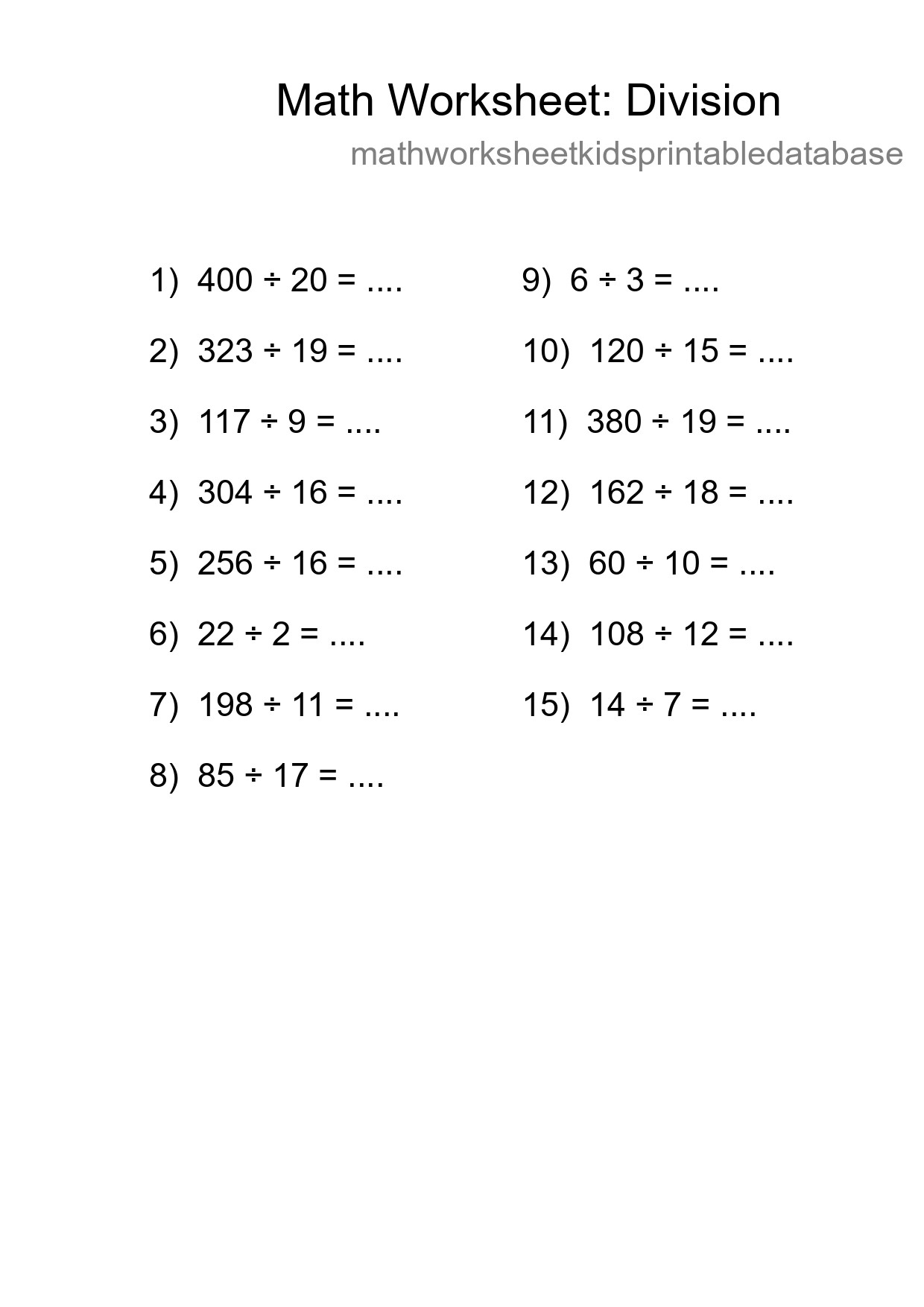 Free 15 Division Math Worksheet For Grade 2 - Part 191