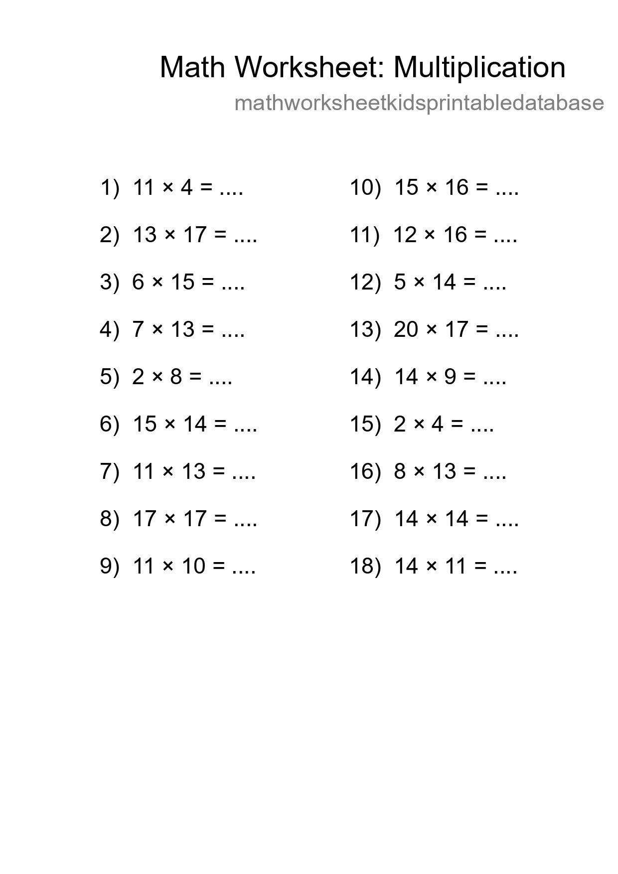 Free 18 Multiplication Math Worksheet For Grade 2 - Part 73