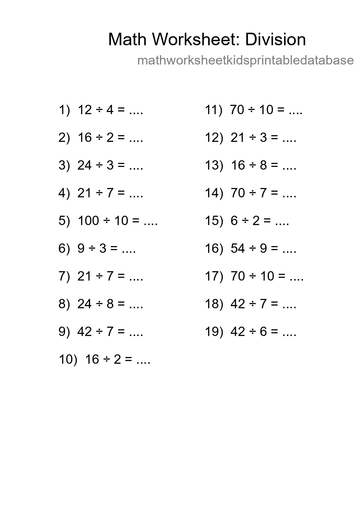 Free 19 Division Math Worksheet For Grade 1 - Part 169