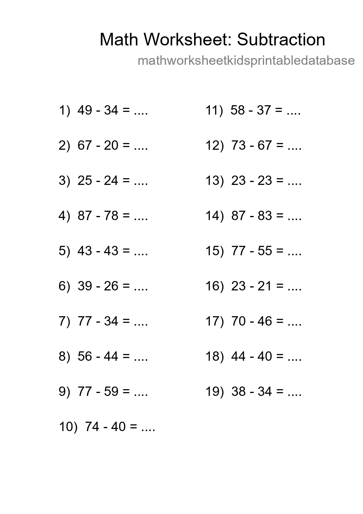Free 19 Subtraction Math Worksheet For Grade 3 With Answers - Part 41