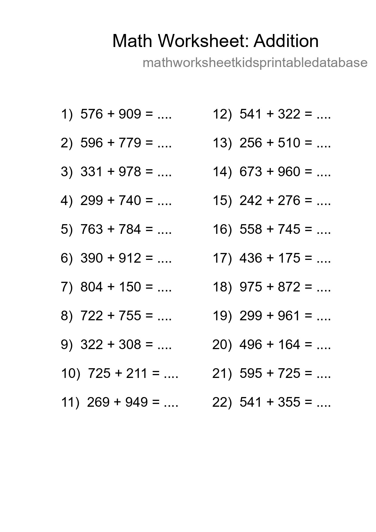 Free 22 Addition Math Worksheet For Grade 5 With Answers - Part 34