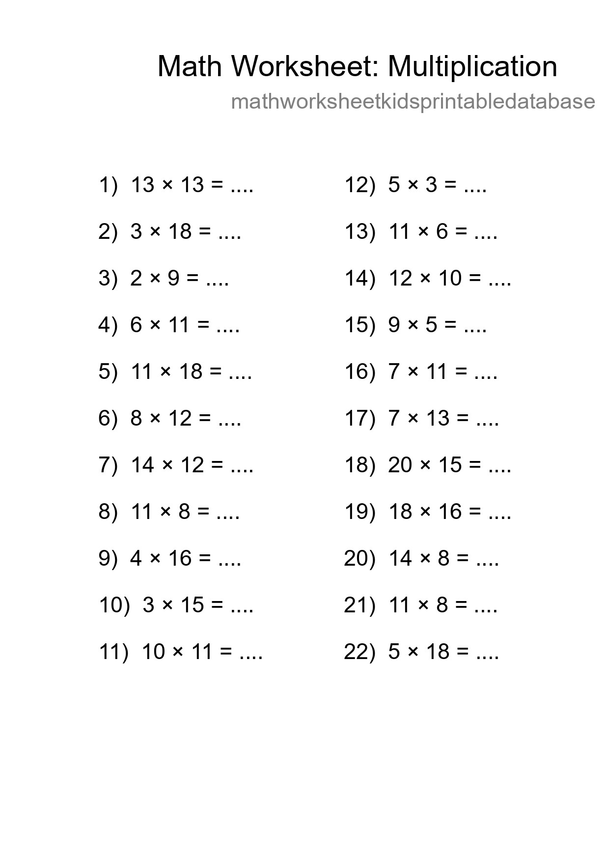 Free 22 Multiplication Math Worksheet For Grade 2 - Part 51