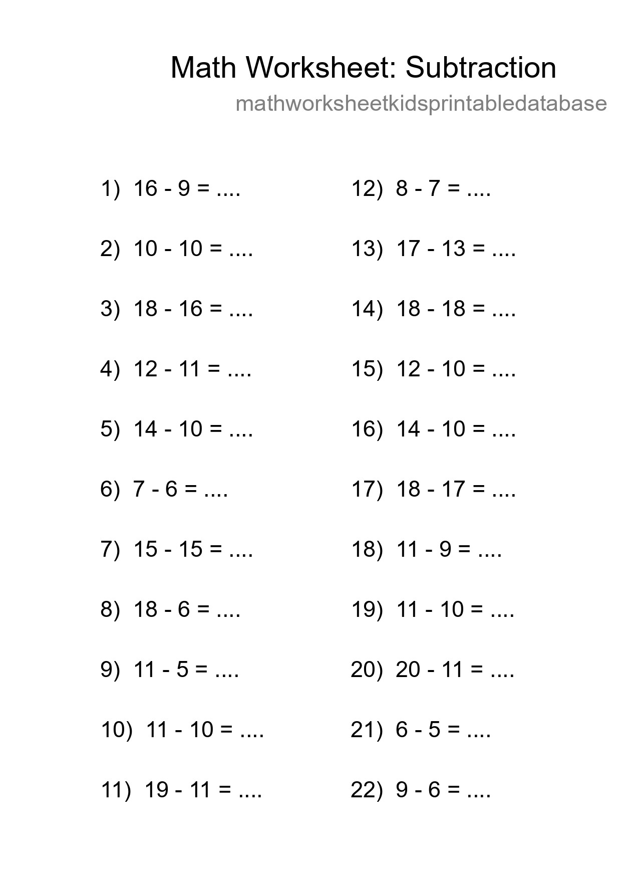 Free 22 Subtraction Math Worksheet For Grade 2 - Part 151