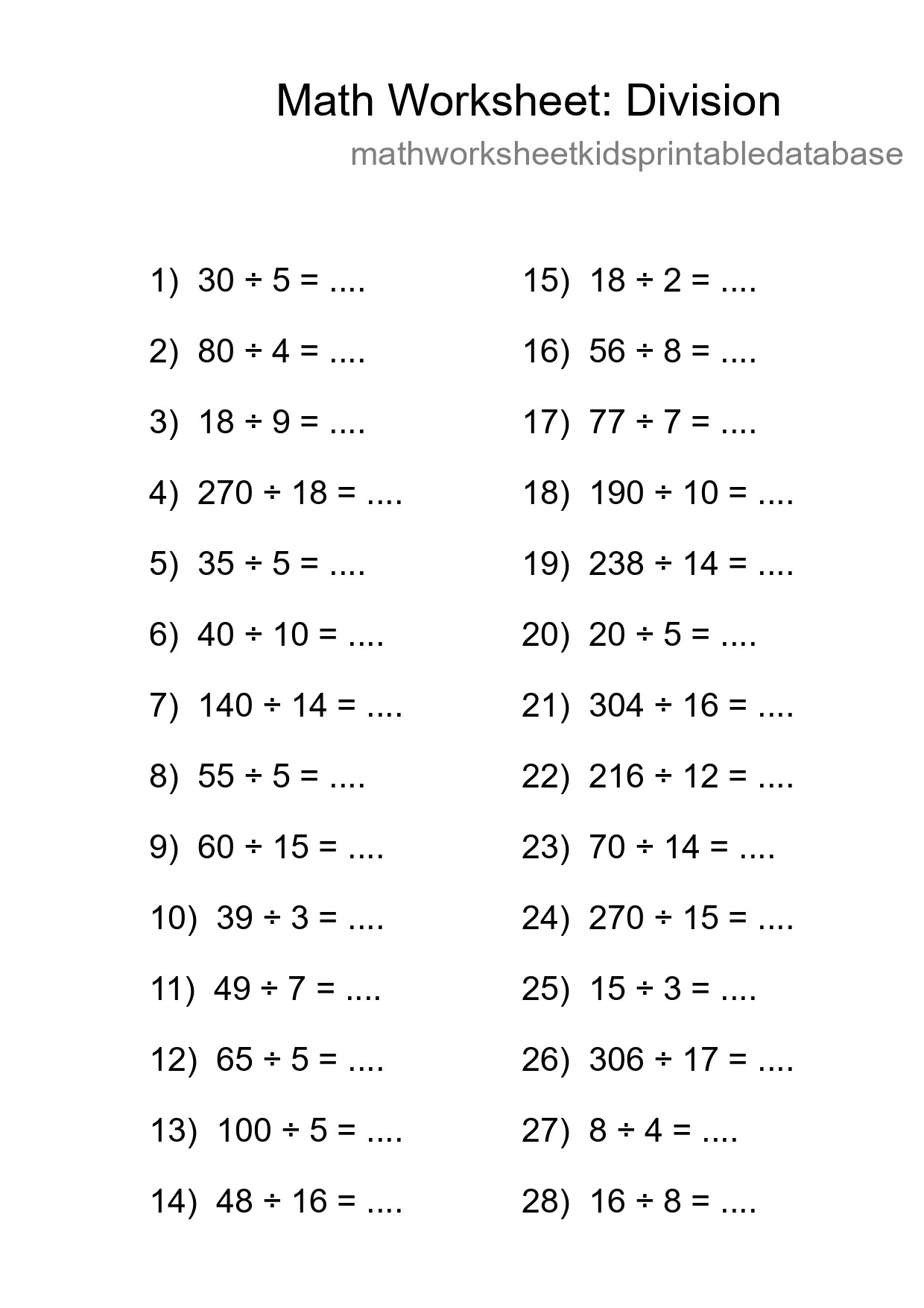 Free 28 Division Math Worksheet For Grade 2 With Answers - Part 37