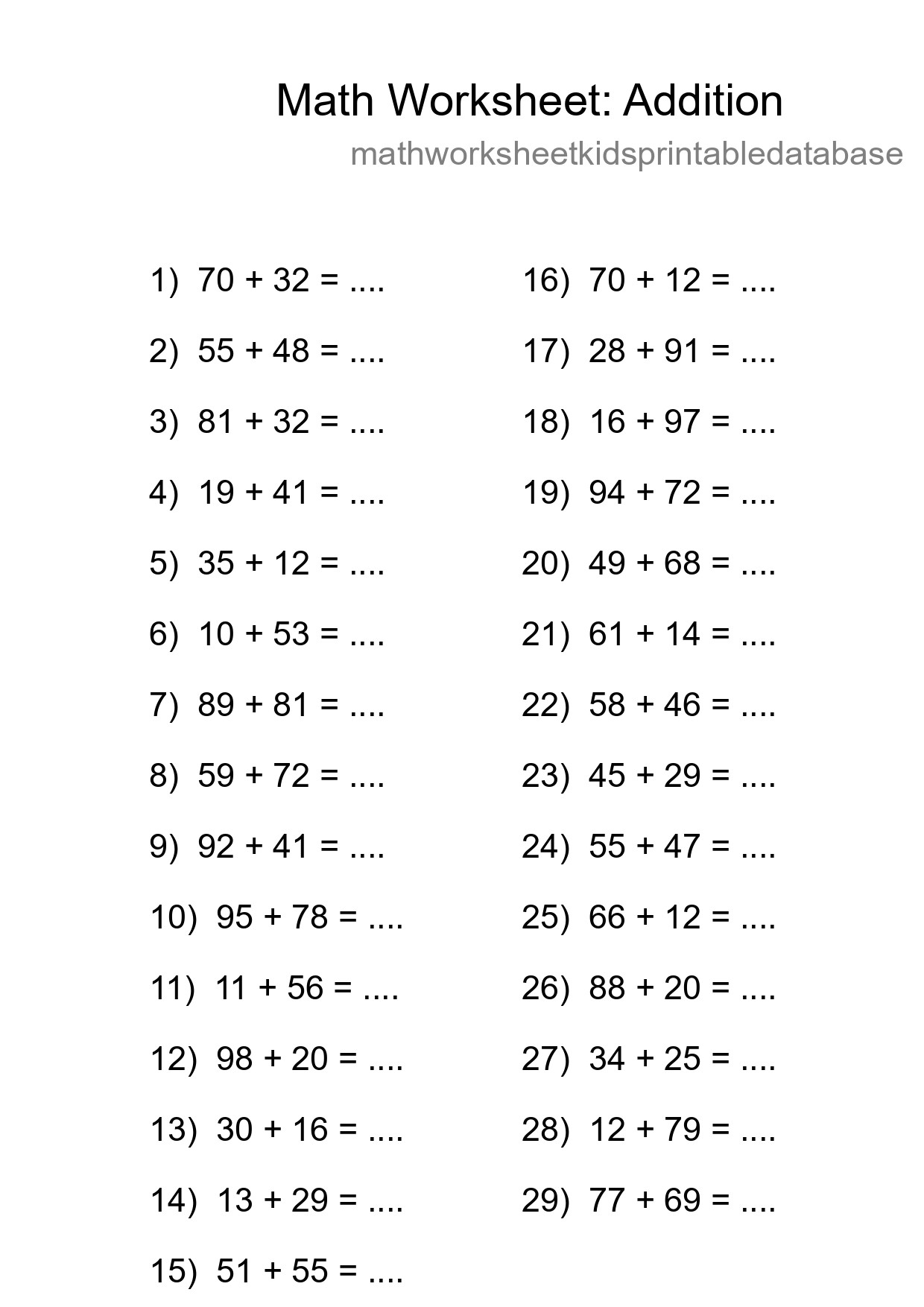 Free 29 Addition Math Worksheet For Grade 3 - Part 210