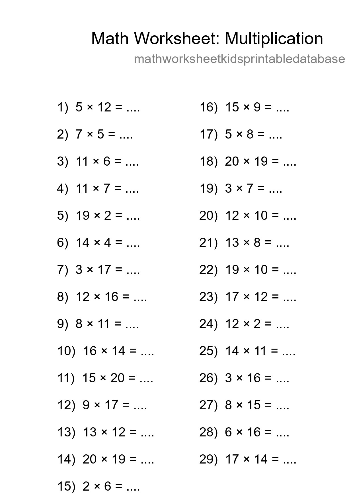 Free 29 Multiplication Math Worksheet For Grade 2 - Part 62