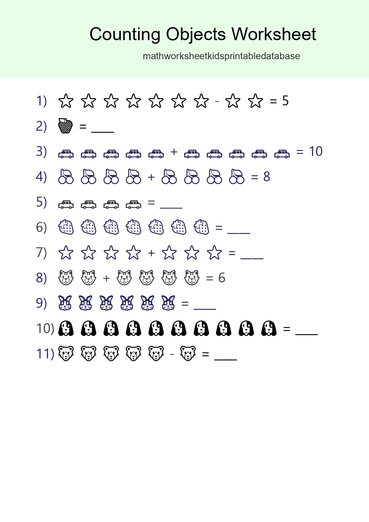 Free Counting Objects Worksheet For Kindergarten - Part 168