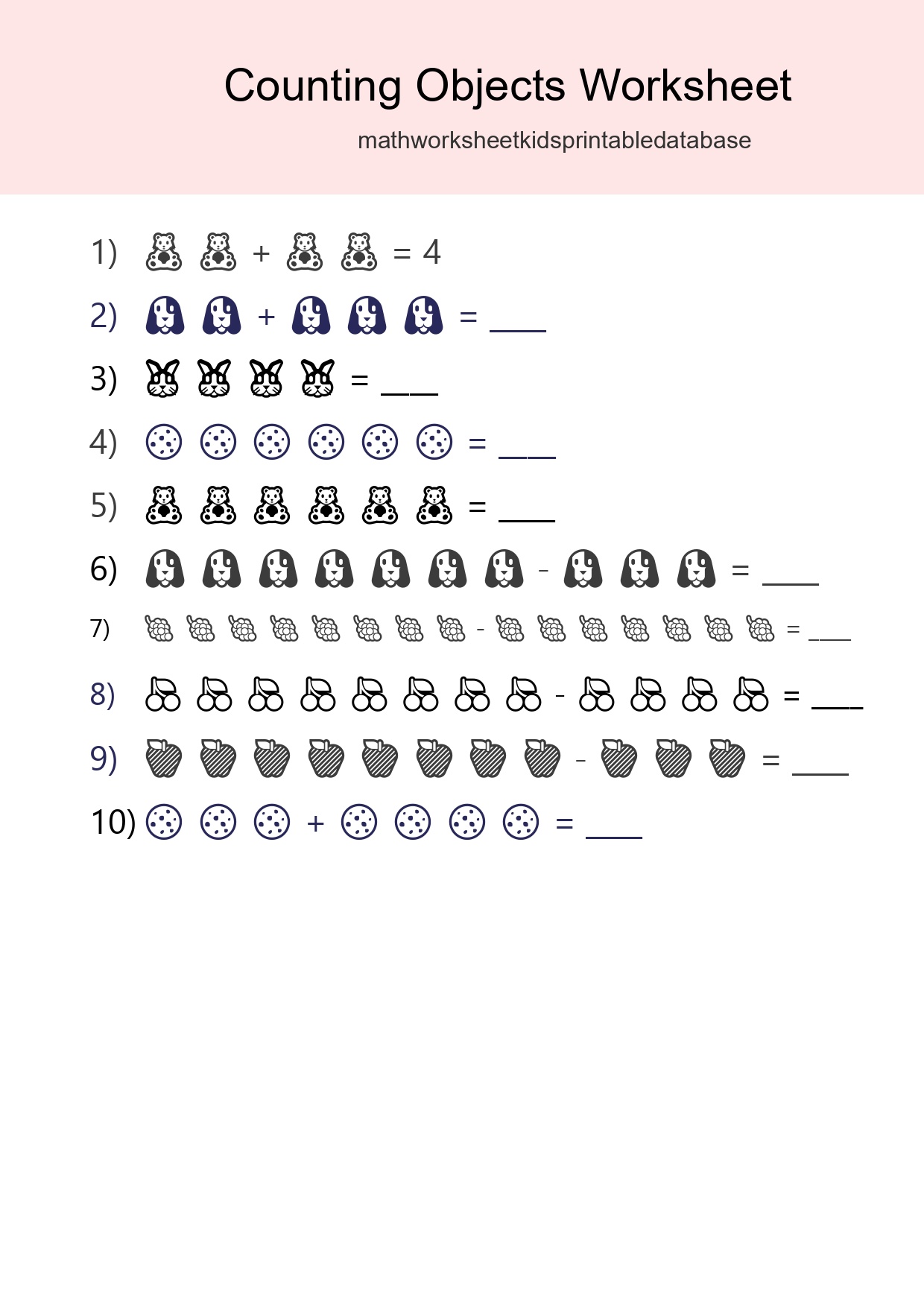 Free Counting Objects Worksheet For Kindergarten - Part 58
