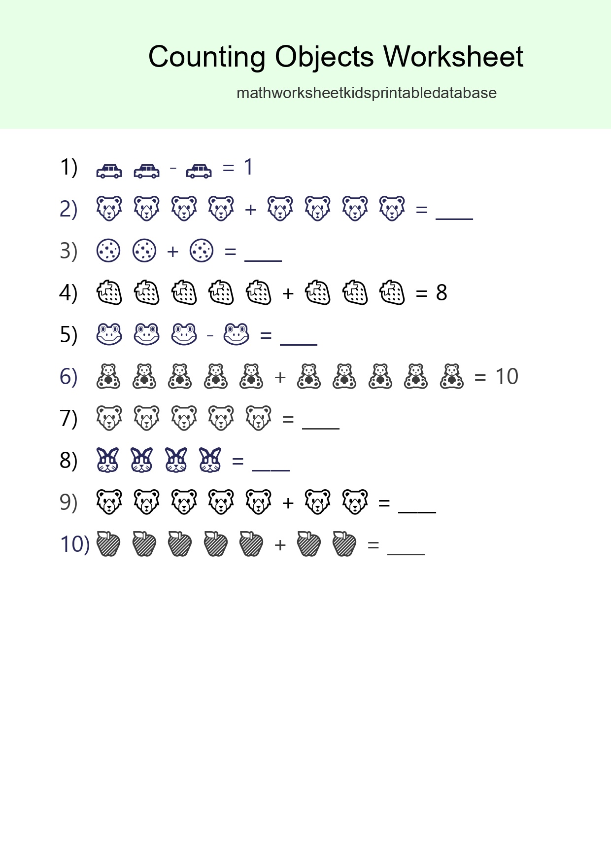 Free Counting Objects Worksheet For Kindergarten Printable - Part 113