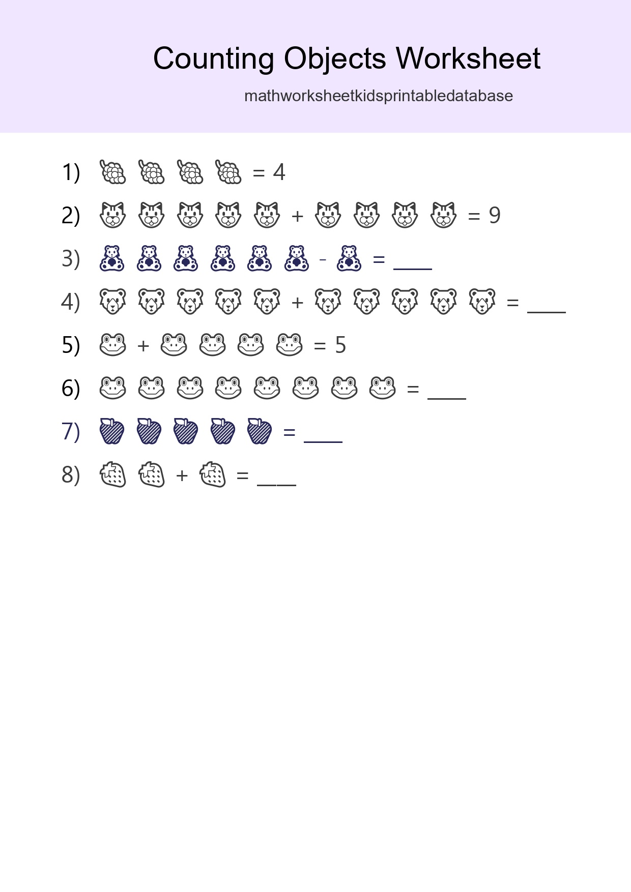 Free Counting Objects Worksheet For Kindergarten Printable - Part 179