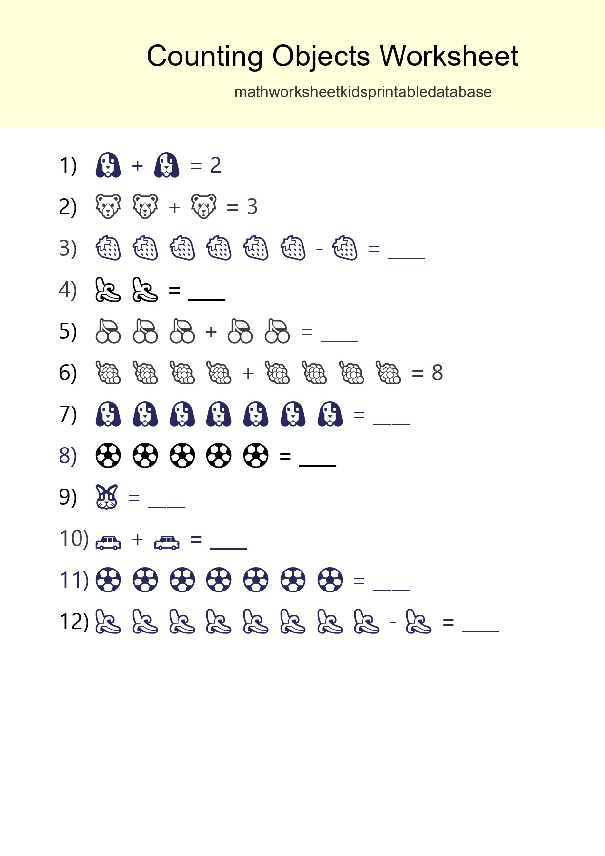 Free Counting Objects Worksheet For Kindergarten Printable - Part 234