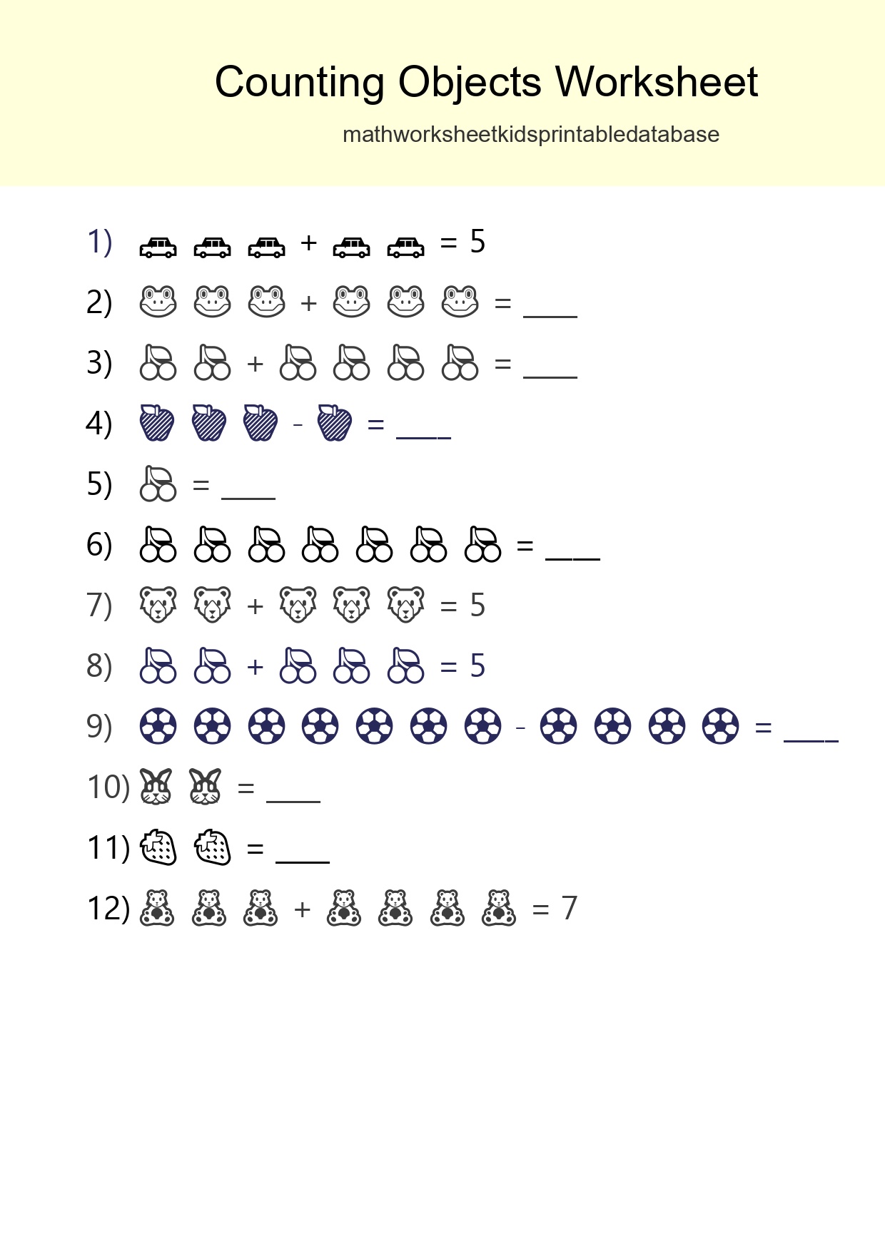 Free Counting Objects Worksheet For Kindergarten Printable - Part 80