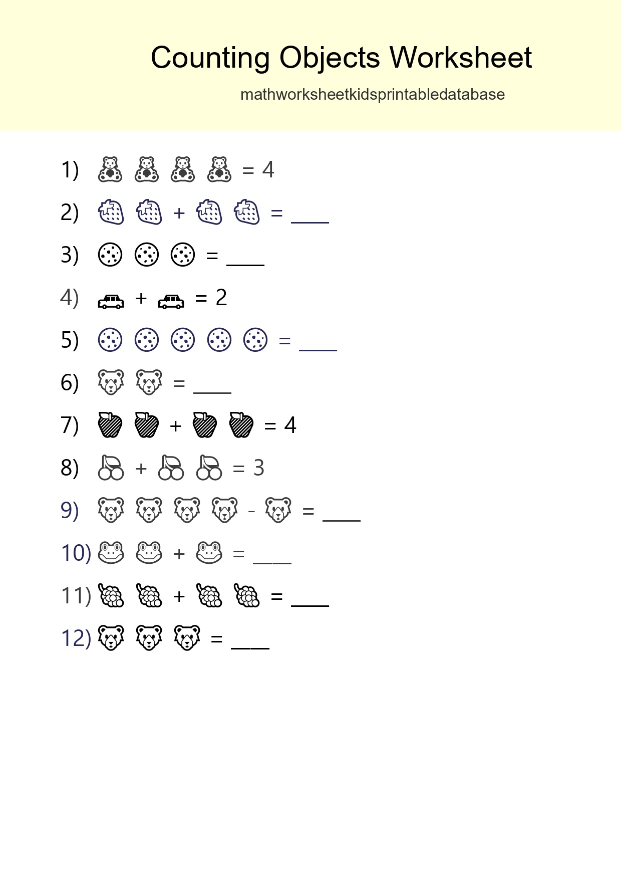 Free Counting Objects Worksheet For Pre-K Printable - Part 3