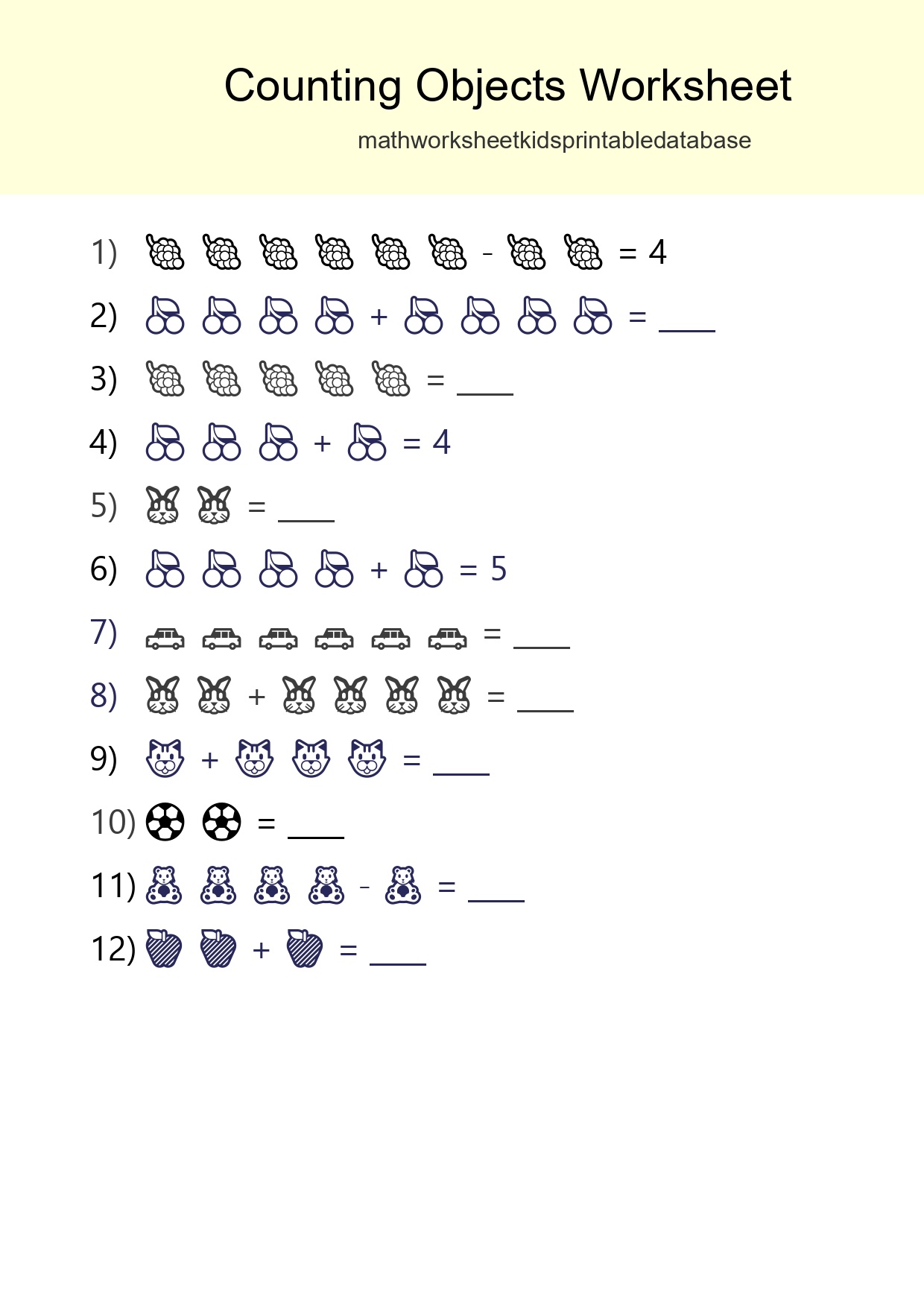 Kindergarten Count The Objects Worksheet - Part 201